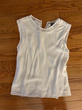 J. Crew White Sleeveless Silk-Blend Shell Top
